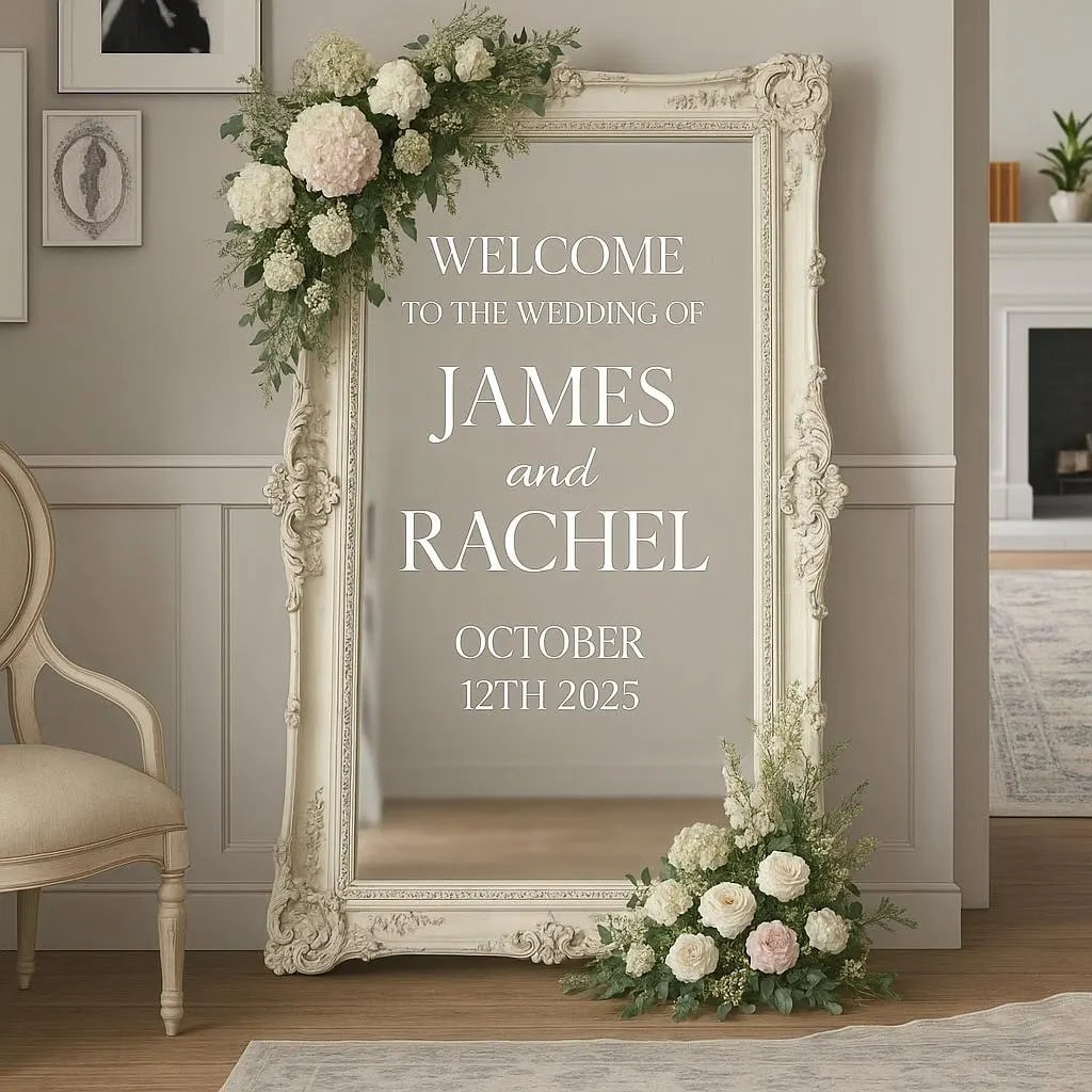 Personalized Wedding Mirror Decal – view 2