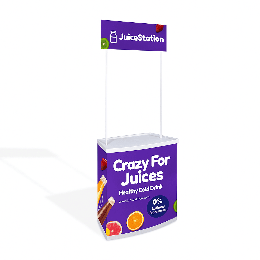Promotional Counter with Header and Storage – view 2