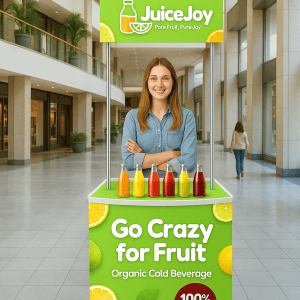 Promotional Counter with Header and Storage
