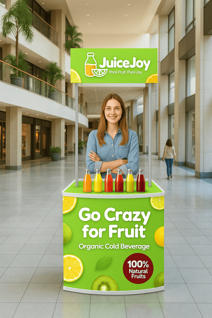 Promotional Counter with Header and Storage