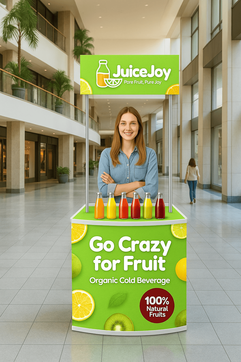 Promotional Counter with Header and Storage